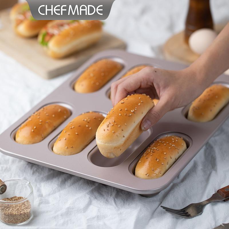 Kitchen Baking Items - 셰프메이드 8컵 타원형 롱 핫도그 빵틀