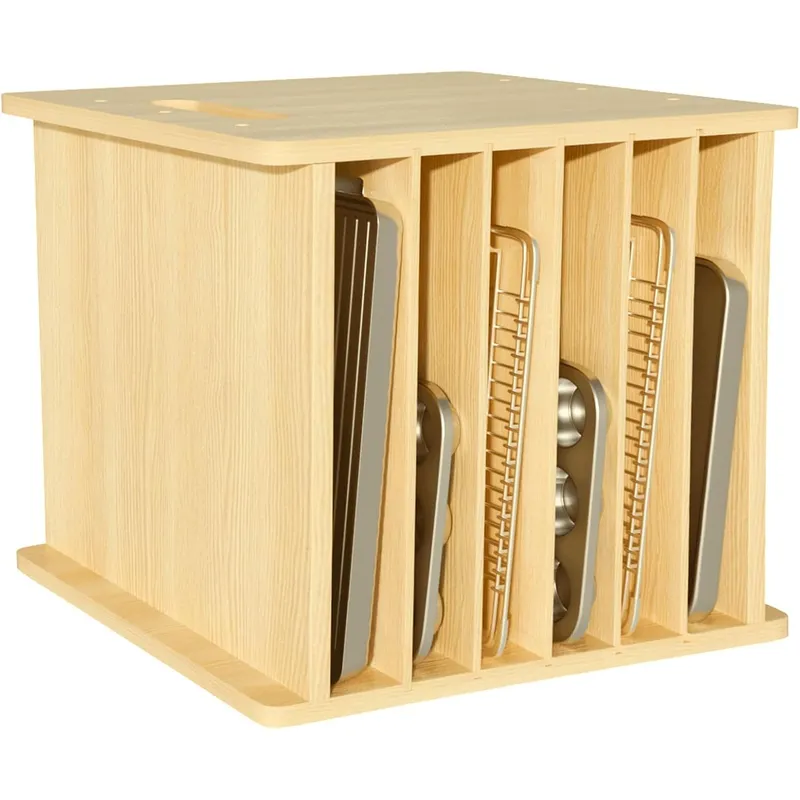Kitchen Cabinet Baking Sheet Organizer - 7단 나무 트레이 칸막이, 쿠키 시트