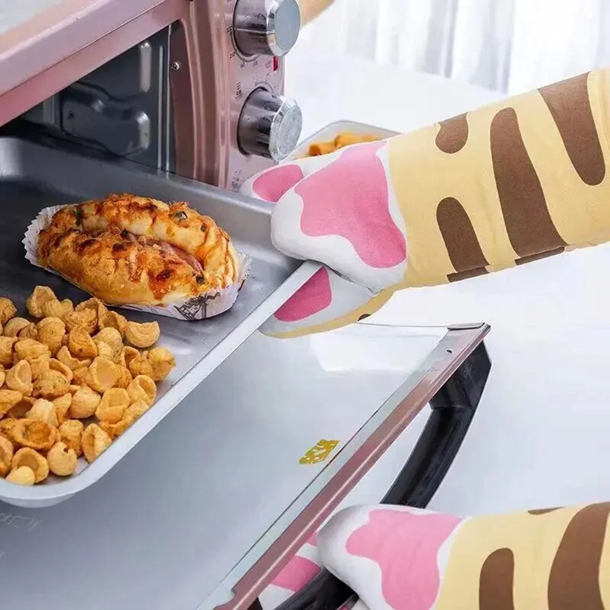 Kitchen Baking Gloves - 전자 레인지 긴 면화 장갑 귀여운