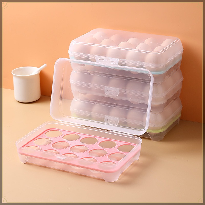 Kitchen Baking Tray Organizer - 계란 보관함 15칸 PP 재질 투명