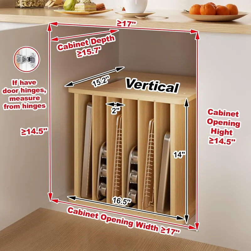7단 나무 트레이 칸막이, 쿠키 시트 정리대, 냄비와  - Kitchen Cabinet Baking Sheet Organizer 리뷰 및 가격