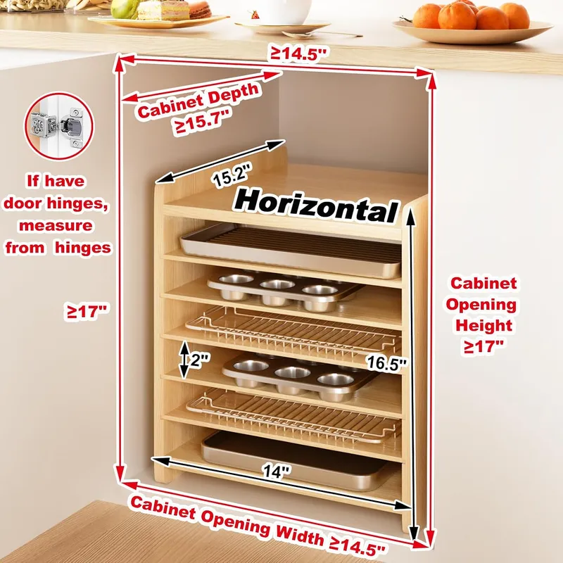 7단 나무 트레이 칸막이, 쿠키 시트 정리대, 냄비와  - Kitchen Cabinet Baking Sheet Organizer 리뷰 및 가격