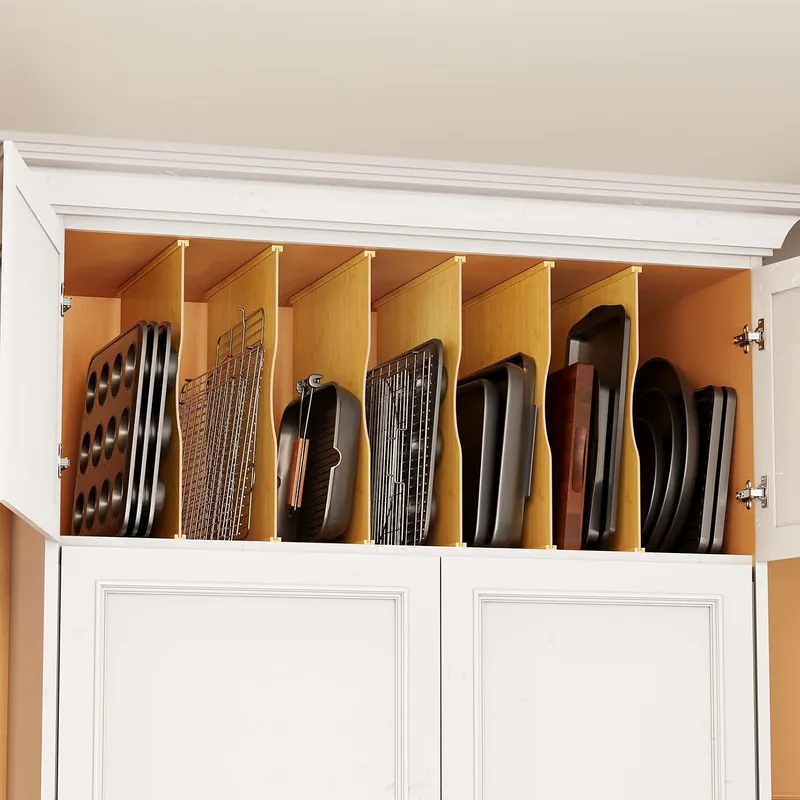 6개들이 트레이 분리대, 캐비닛용, 프레스보드 재질,  - Kitchen Cabinet Baking Sheet Organizer 리뷰 및 가격