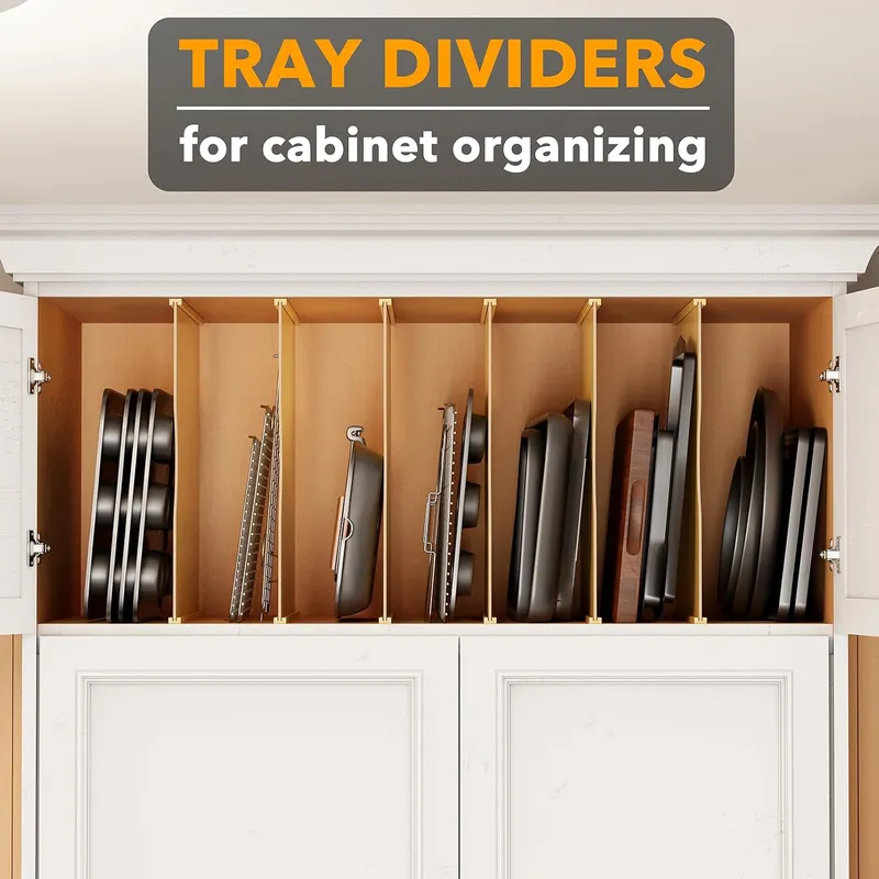 6개들이 트레이 분리대, 캐비닛용, 프레스보드 재질,  - Kitchen Cabinet Baking Sheet Organizer 리뷰 및 가격
