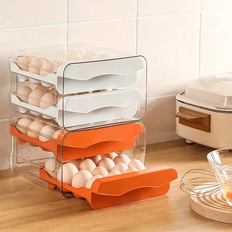 2단 서랍형 냉장고 계란 보관함, 대용량 플라스틱 주방 - Kitchen Baking Tray Organizer 리뷰 및 가격