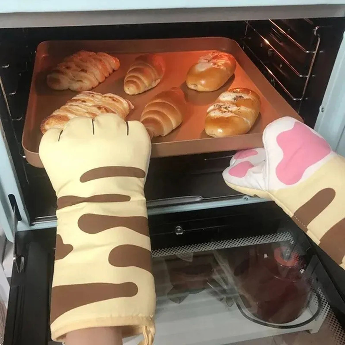 전자 레인지 긴 면화 장갑 귀여운 고양이 발 오븐 절연 - Kitchen Baking Gloves 리뷰 및 가격