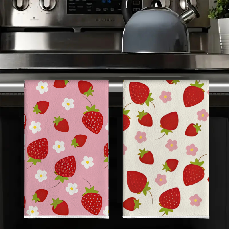 2개, 핑크와 화이트 딸기 꽃무늬 주방 타월, 40cm - Kitchen Baking Essentials 리뷰 및 가격