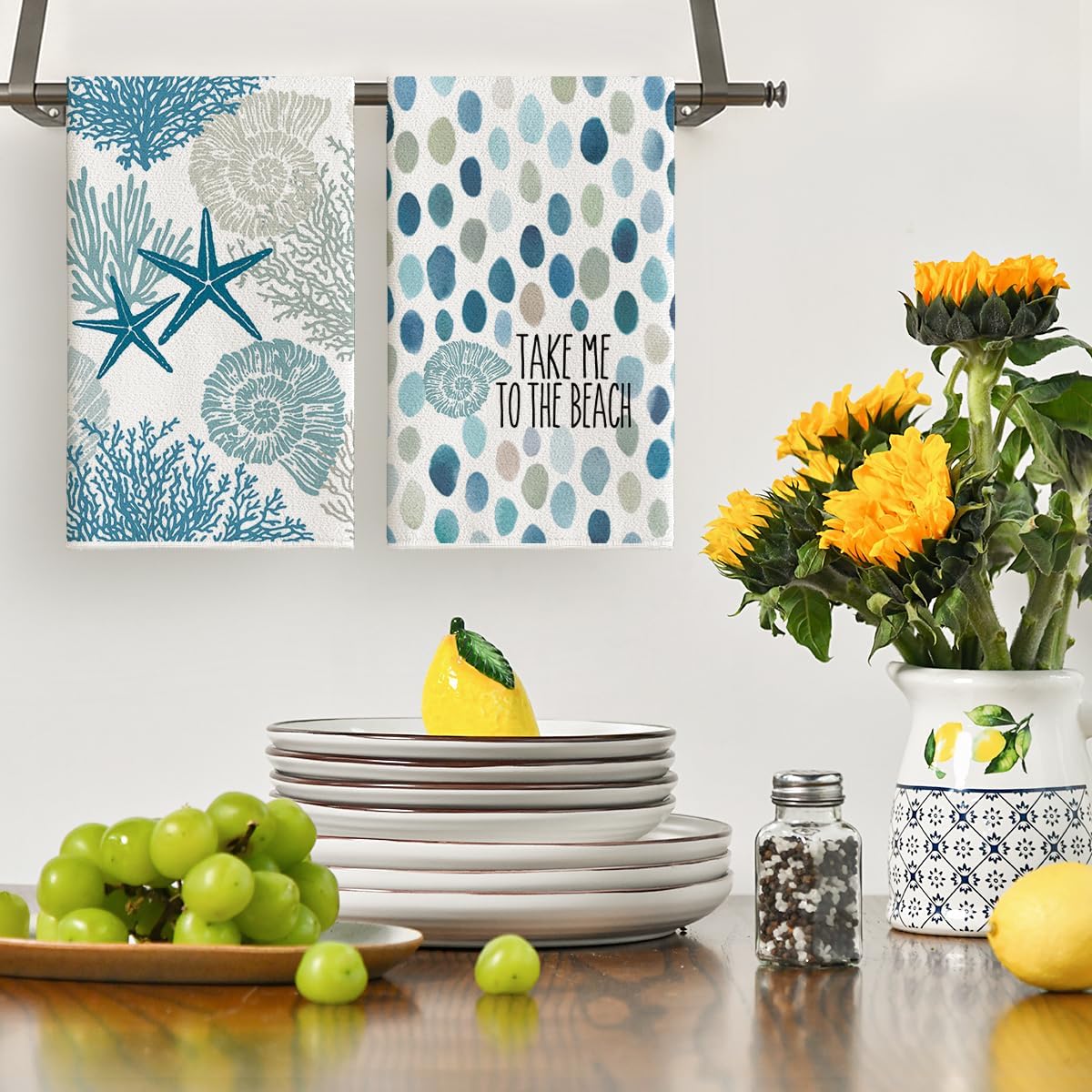 4개, 줄무늬 산호 해마 여름용 주방 타월, 40Cm* - Kitchen Baking Essentials 리뷰 및 가격