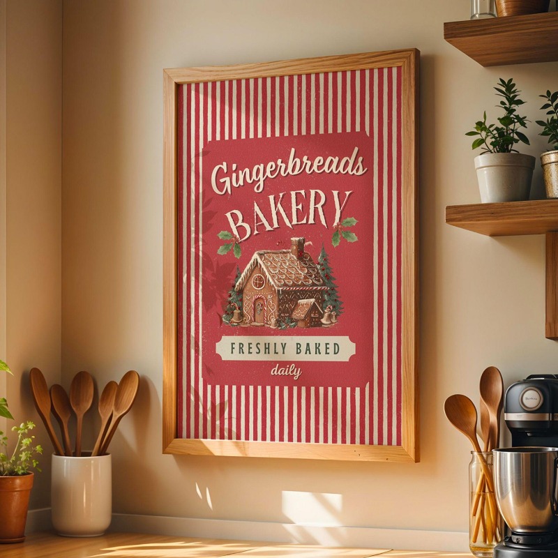 빈티지 스타일의 진저브레드 베이커리 캔버스 벽 장식,  - Kitchen Baking Wall Art 리뷰 및 가격