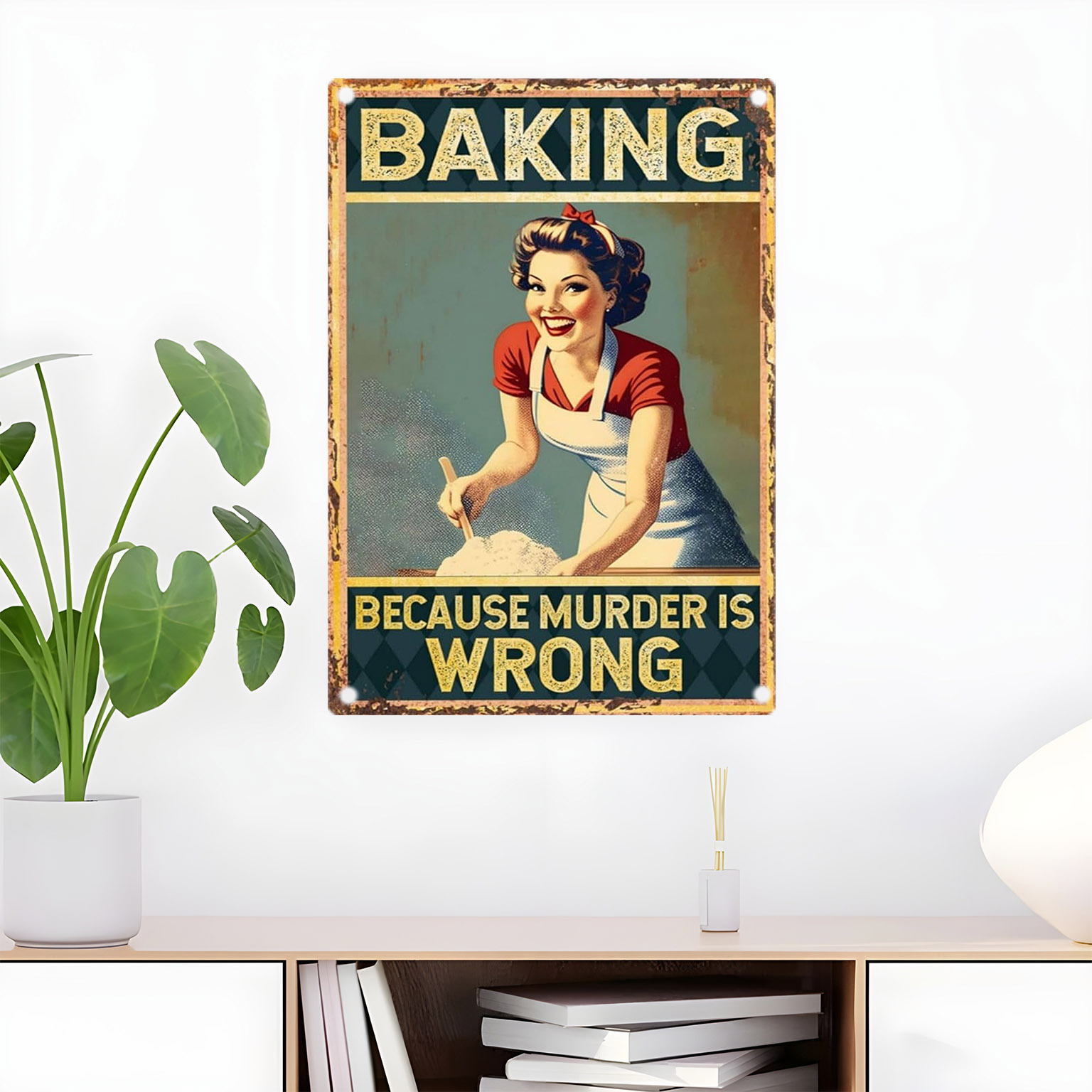 빈티지 재미있는 베이킹 명언 금속 벽 장식 표지판 -  - Kitchen Baking Wall Art 리뷰 및 가격