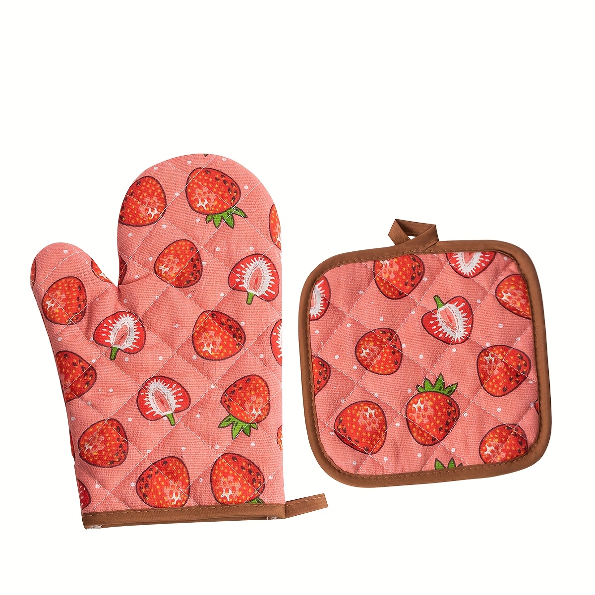 딸기 무늬 일상용 주방 오븐 장갑 열 차단 패드 두꺼운 - Kitchen Baking Gloves 리뷰 및 가격