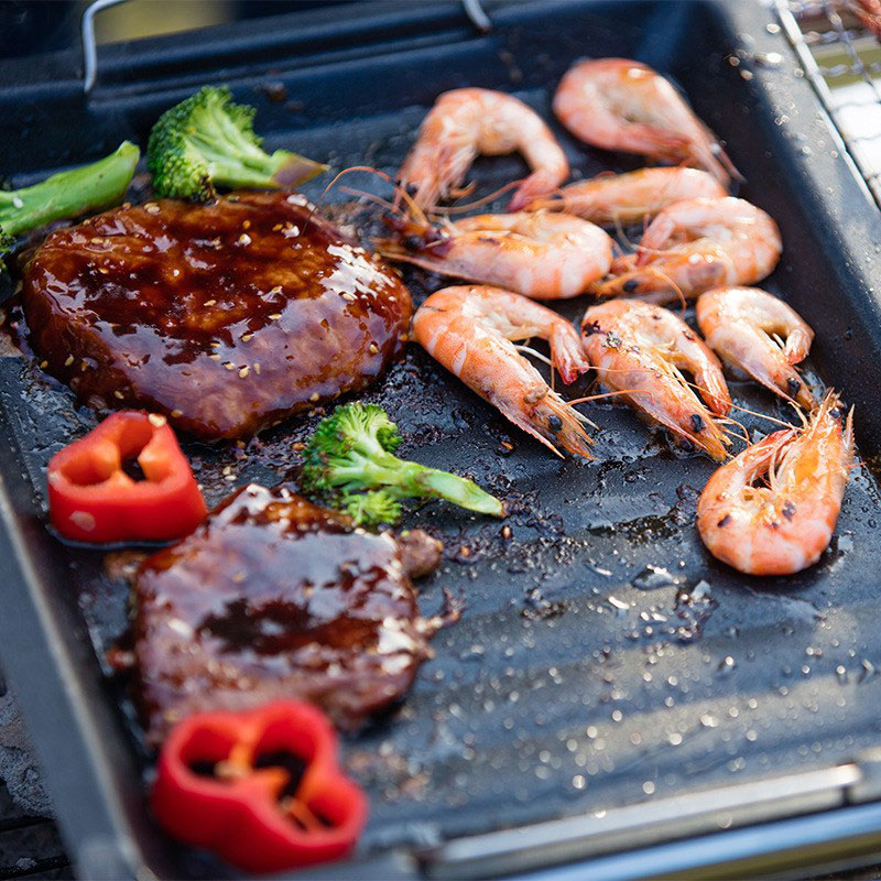 야외용 두꺼운 사각 그릴 팬, 손잡이 두 개, 휴대용  - Kitchen Baking Sheets 리뷰 및 가격