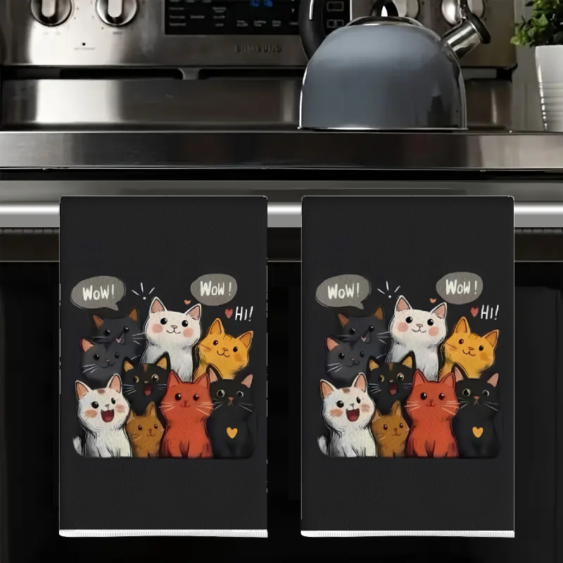 2개, 검은색 배경 고양이 테마 주방 타월, 40Cm* - Kitchen Baking Essentials 리뷰 및 가격